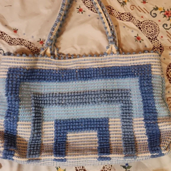 Antonello Tedde Woven Blue And White Large Tote Bag